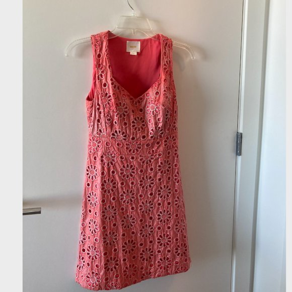 Maeve (by Anthropologie) Coral Flower Eyelet Dress - Picture 3 of 6